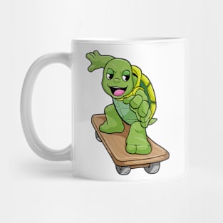 Turtle with Shell as Skater with Skateboard Mug